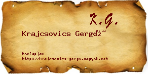 Krajcsovics Gergő névjegykártya